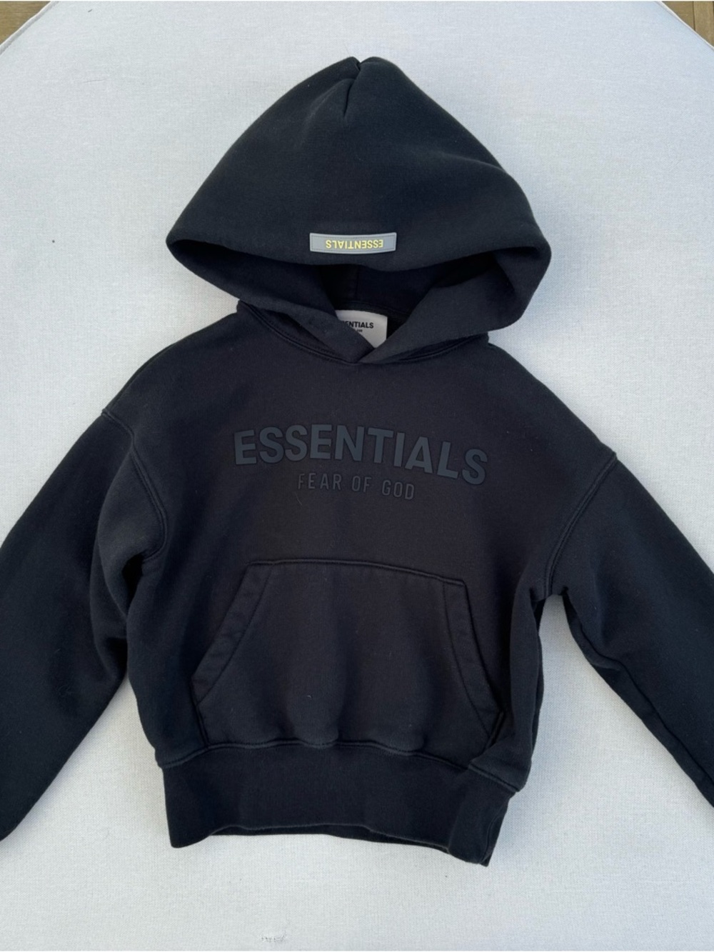 Fear of God Essentials Kids Black Tonal Logo Hoodie XS 4/5